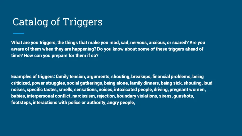 catalog of triggers