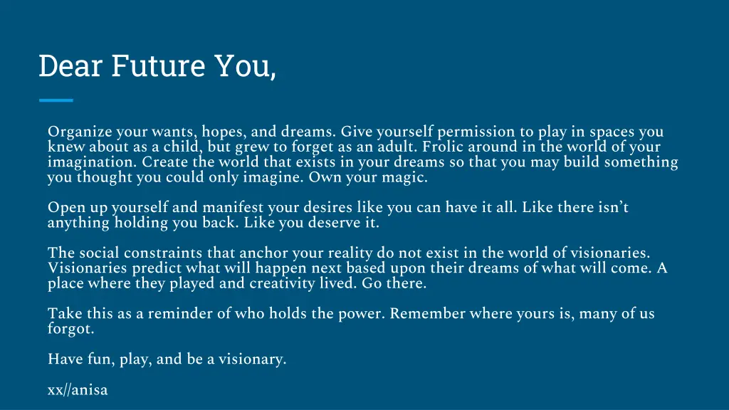 dear future you