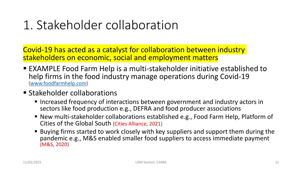 1 stakeholder collaboration