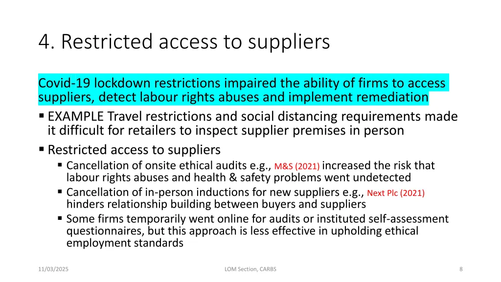 4 restricted access to suppliers