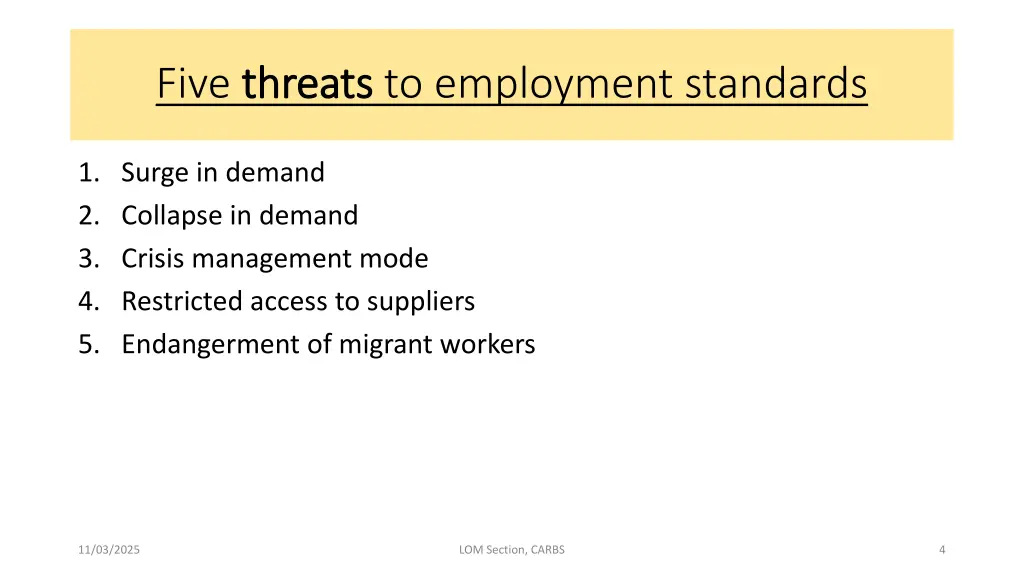 five threats threats to employment standards
