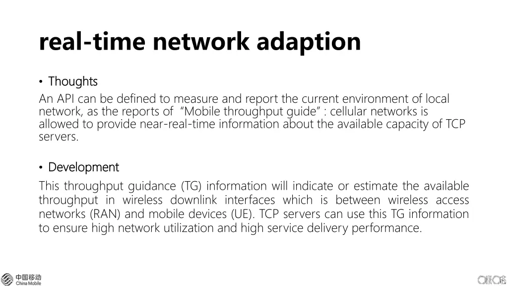 real time network adaption