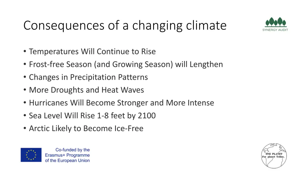 consequences of a changing climate