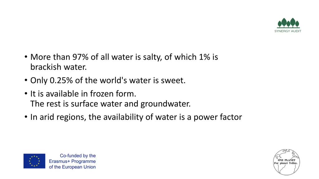 more than 97 of all water is salty of which