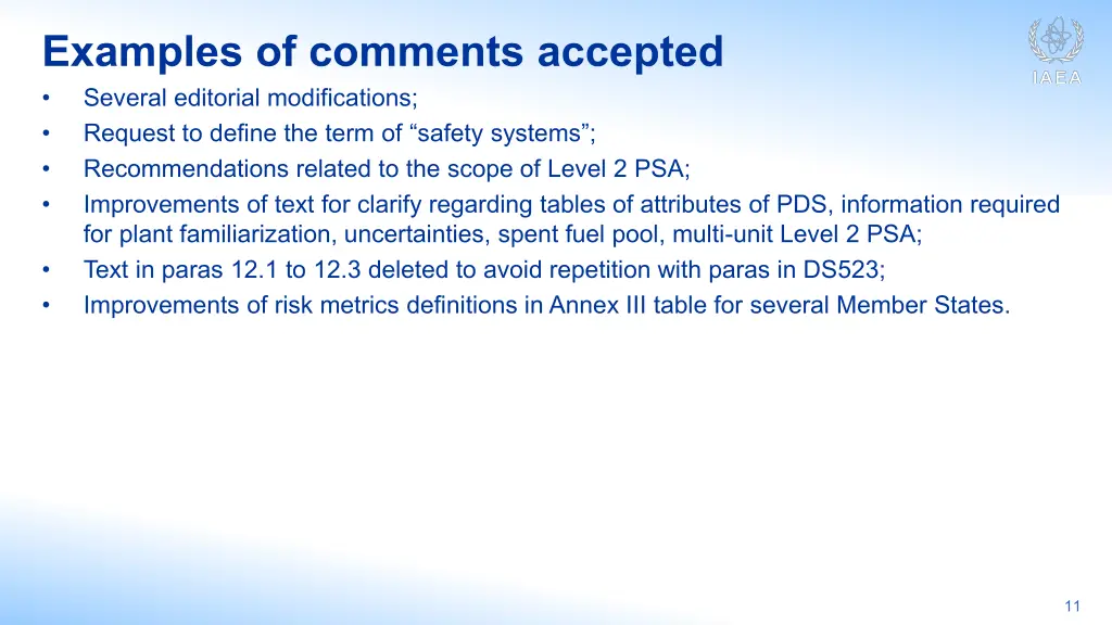 examples of comments accepted several editorial