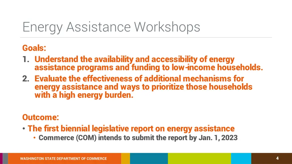 energy assistance workshops