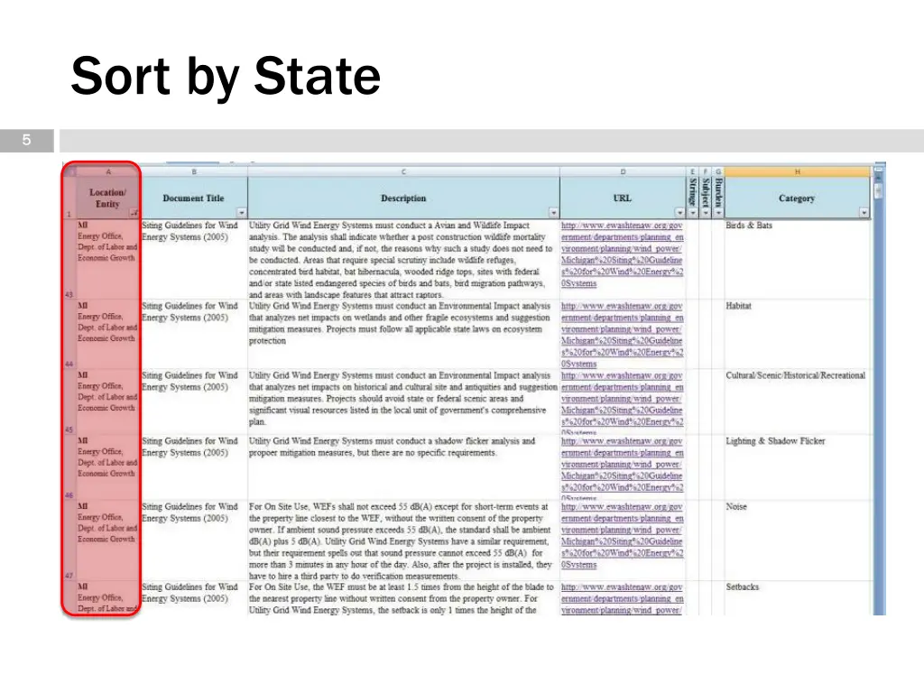 sort by state