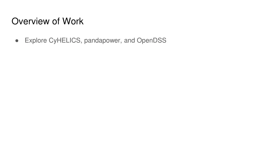 overview of work