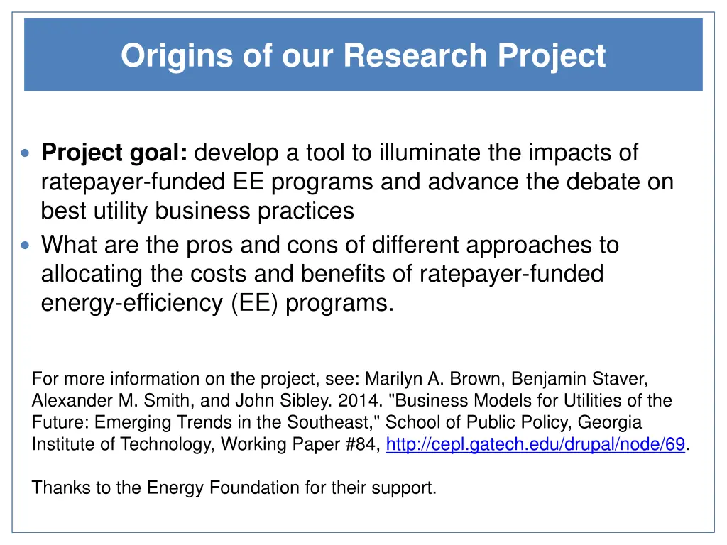 origins of our research project