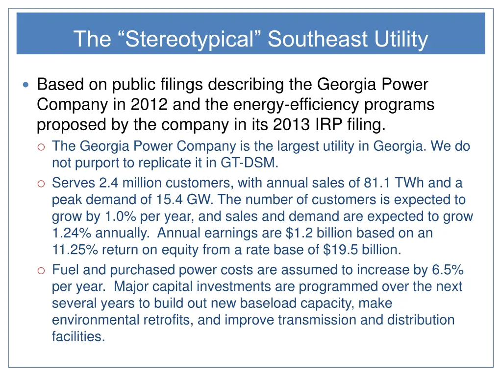 the stereotypical southeast utility