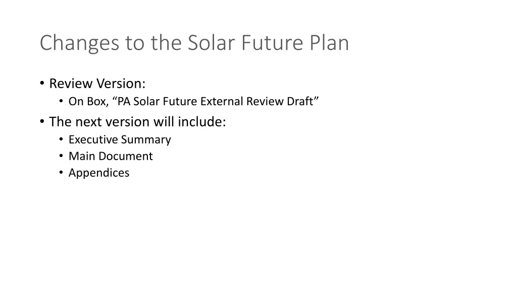 changes to the solar future plan