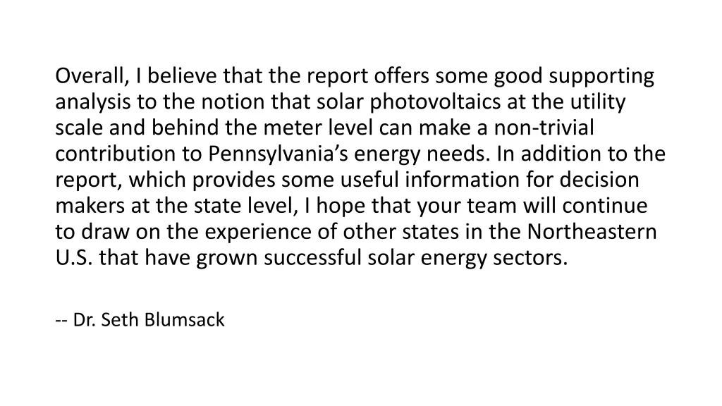 overall i believe that the report offers some
