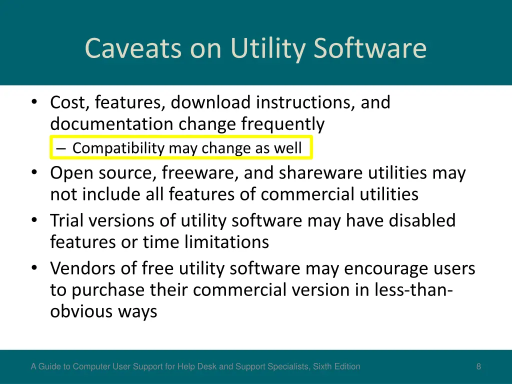 caveats on utility software 1