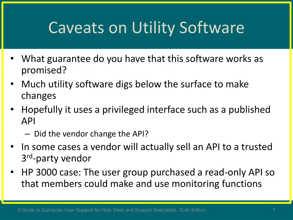 caveats on utility software