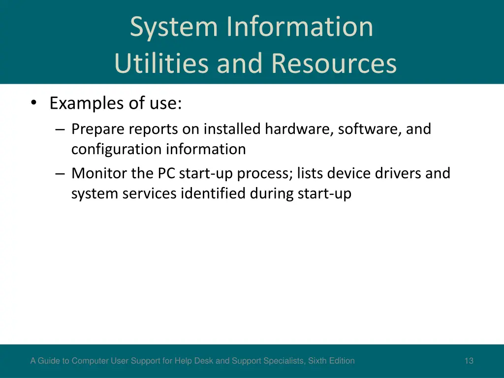 system information utilities and resources