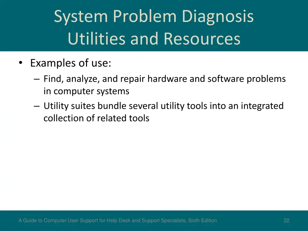 system problem diagnosis utilities and resources