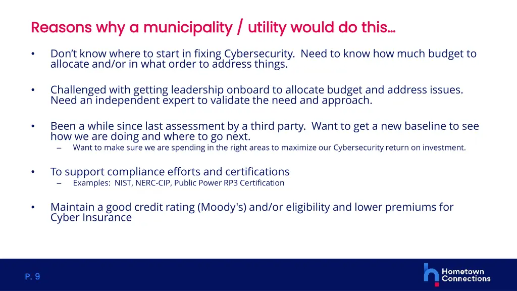 reasons why a municipality utility would do this