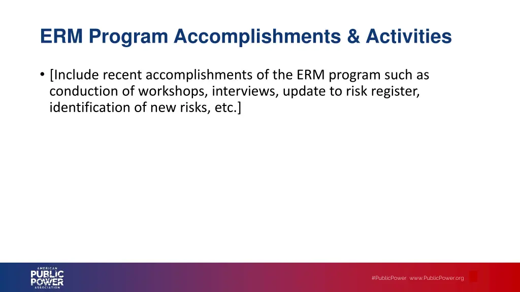 erm program accomplishments activities