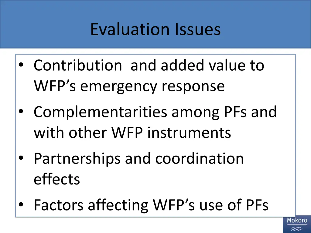 evaluation issues