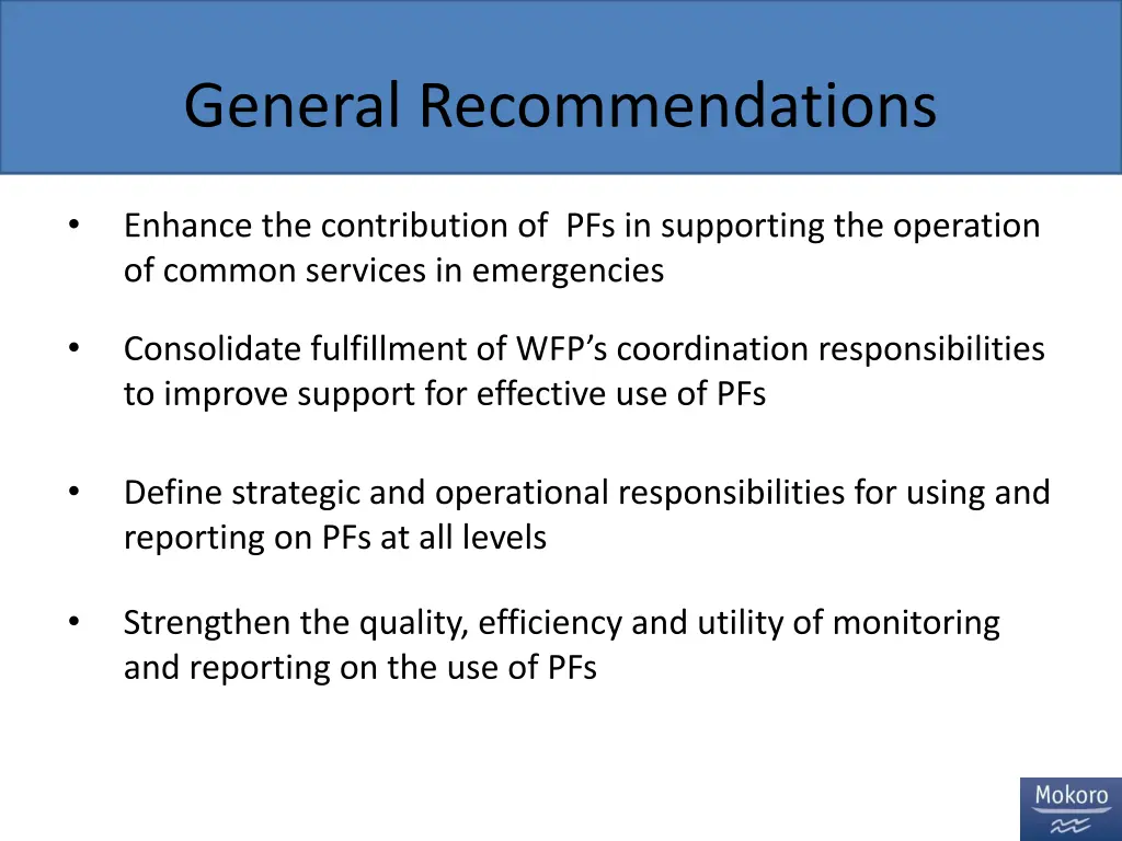 general recommendations 1