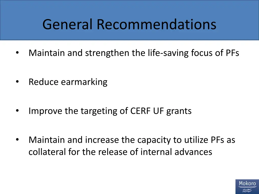 general recommendations