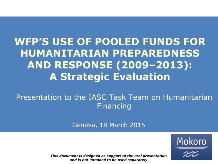wfp s use of pooled funds for humanitarian