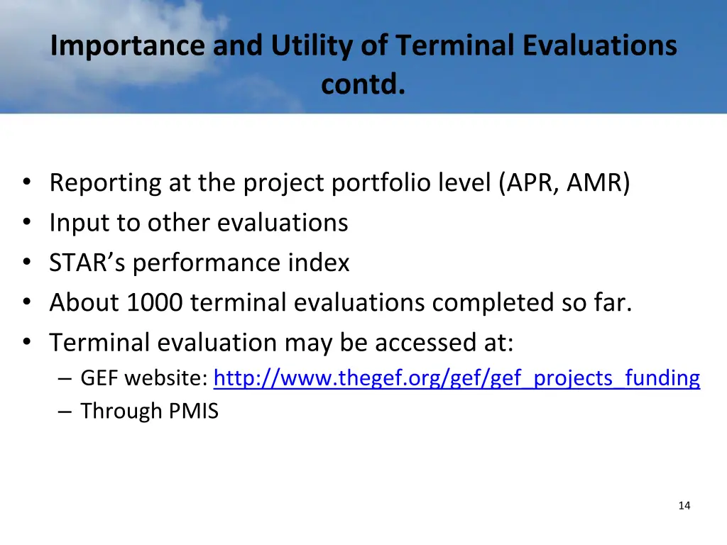 importance and utility of terminal evaluations 1