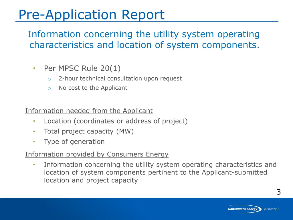 pre application report