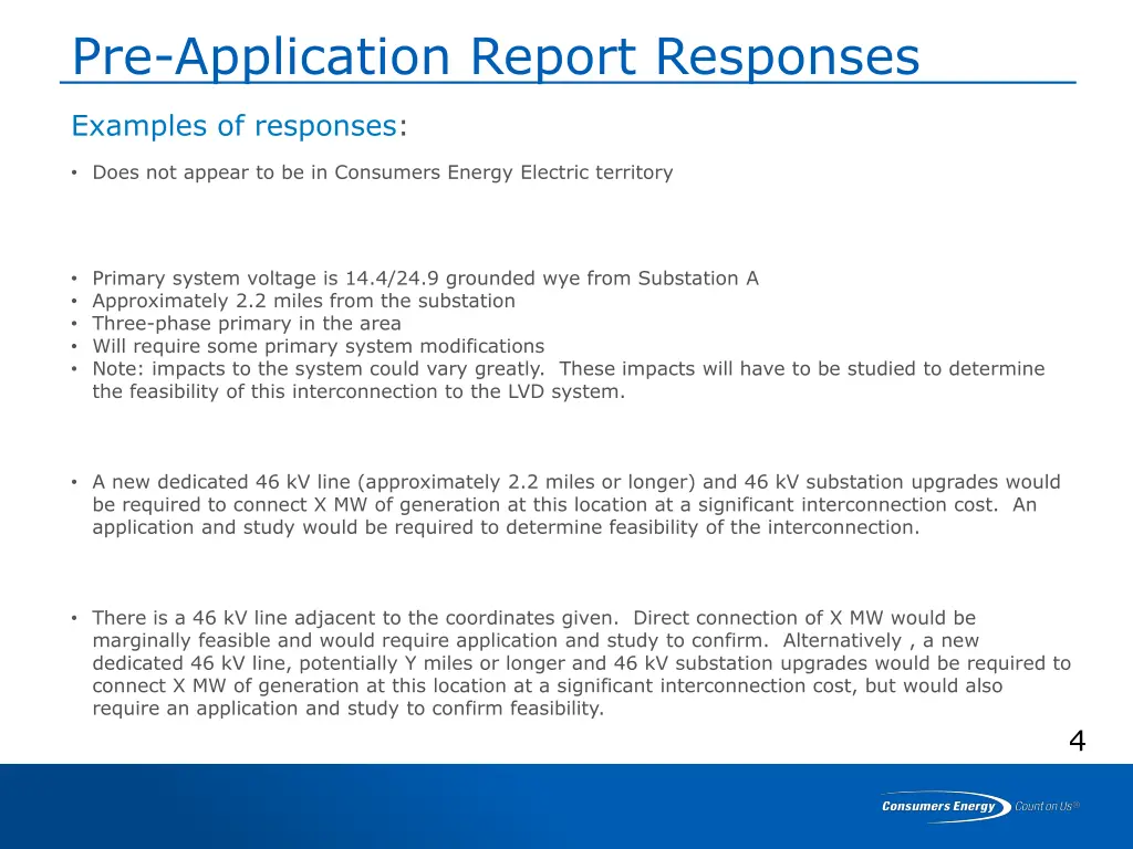 pre application report responses