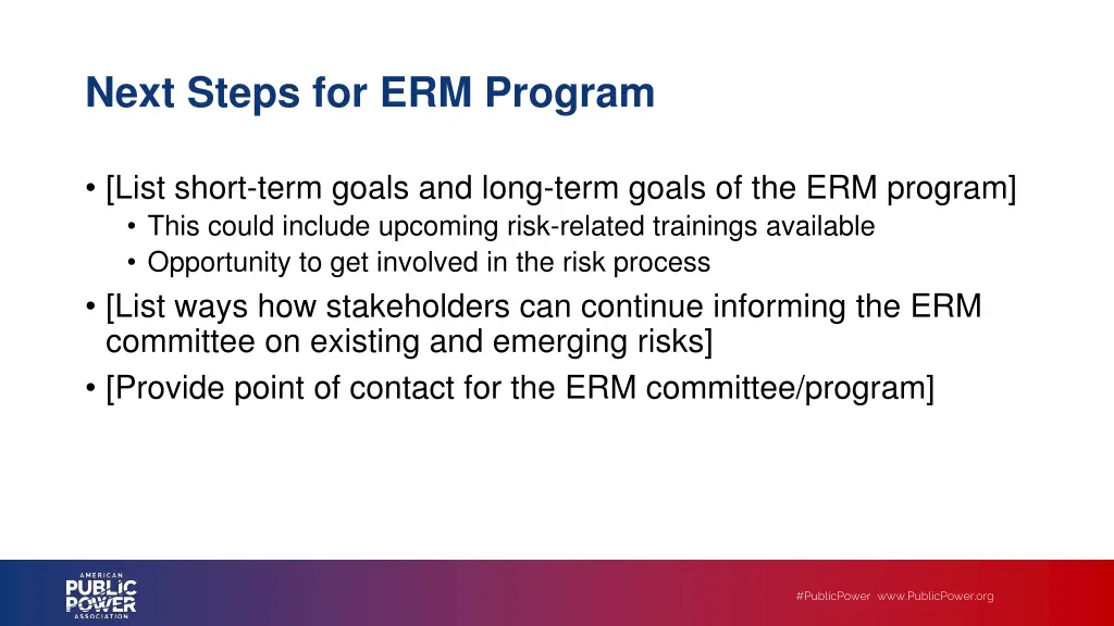 next steps for erm program