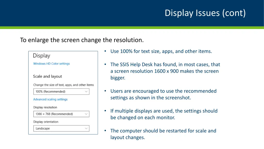 display issues cont