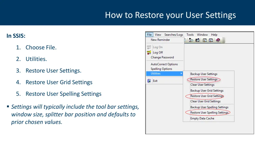 how to restore your user settings