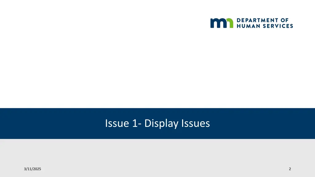 issue 1 display issues