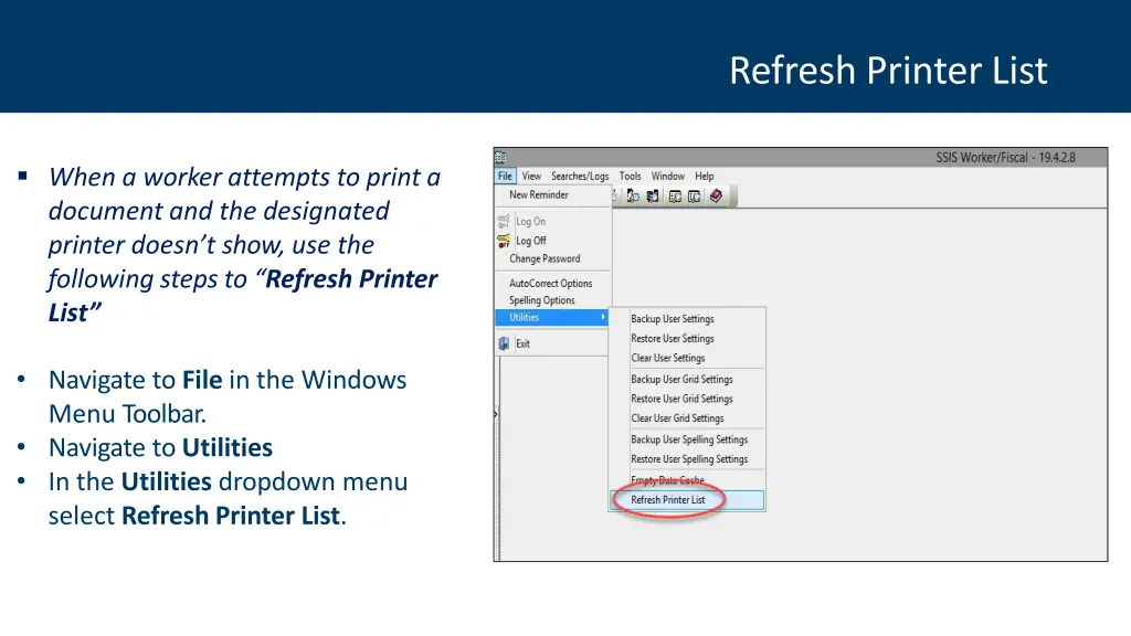 refresh printerlist