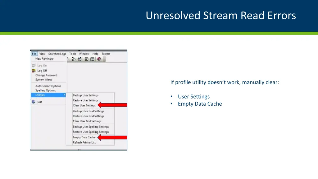 unresolved stream read errors