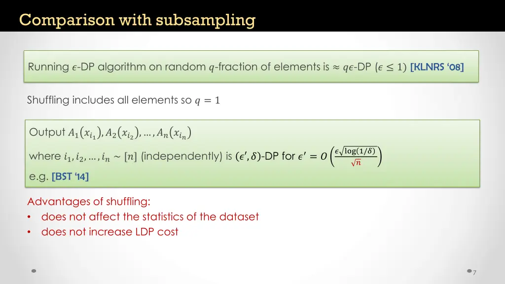 comparison with subsampling