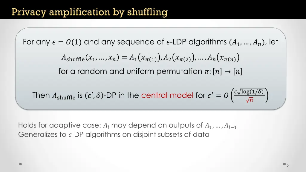 privacy amplification by shuffling 1