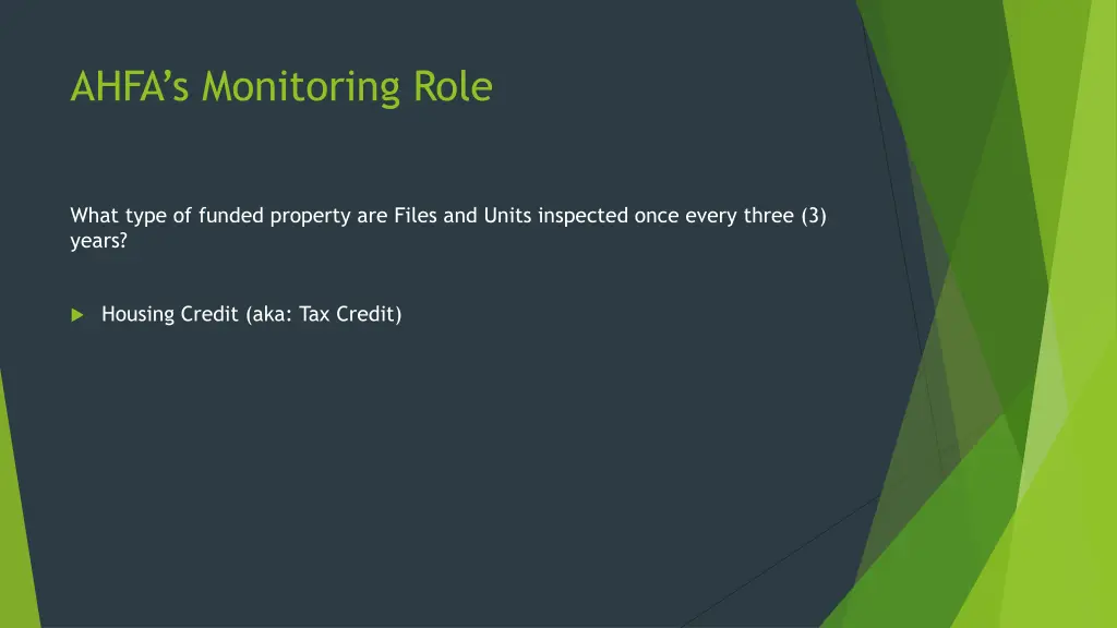ahfa s monitoring role