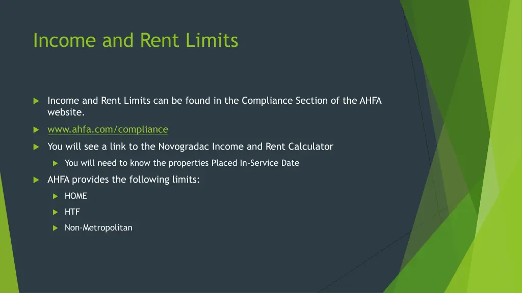 income and rent limits
