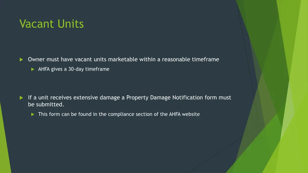 vacant units