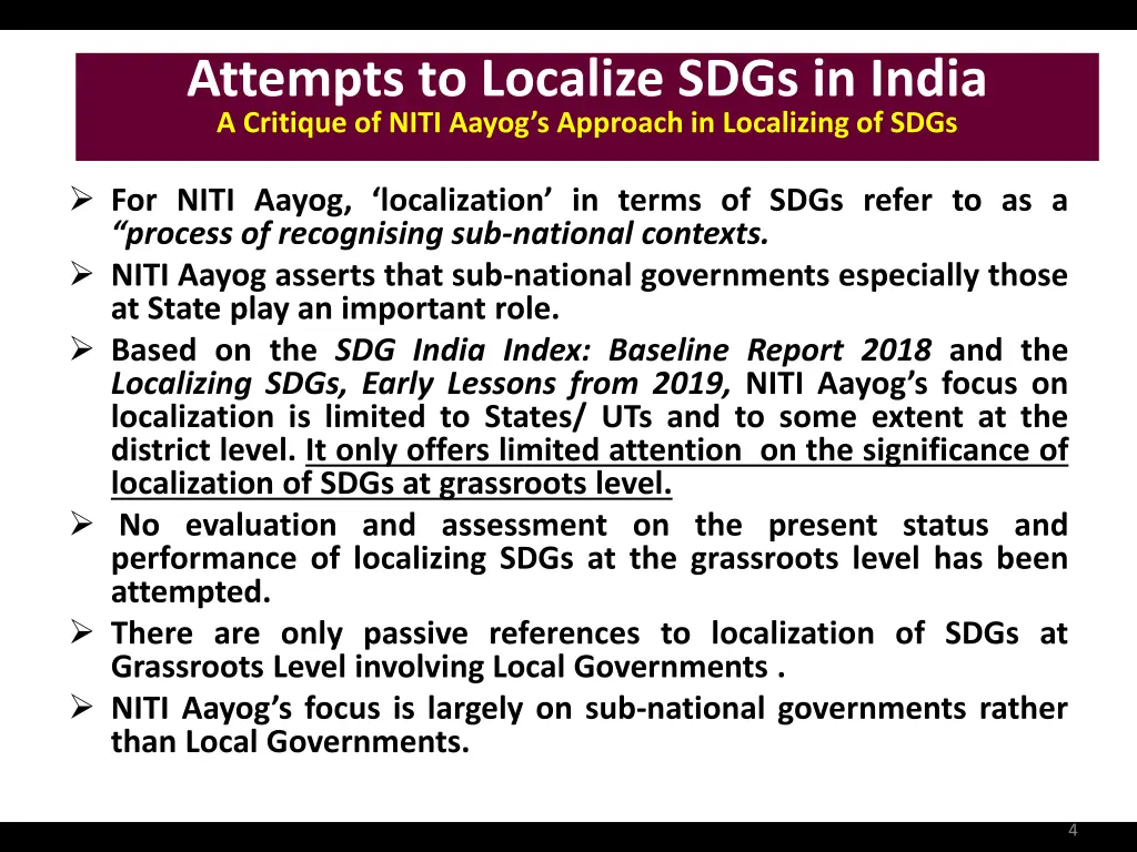 attempts to localize sdgs in india a critique