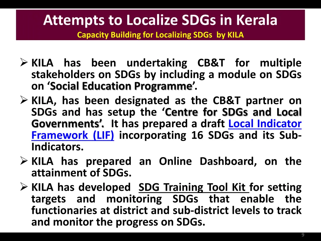 attempts to localize sdgs in kerala capacity