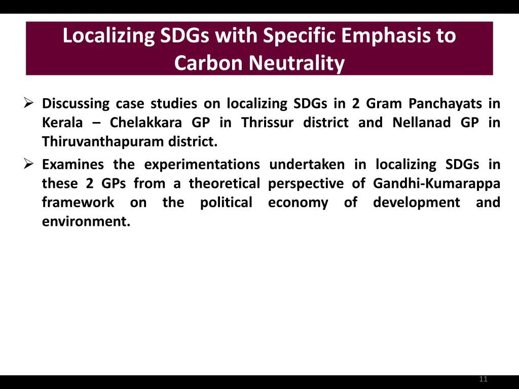 localizing sdgs with specific emphasis to carbon