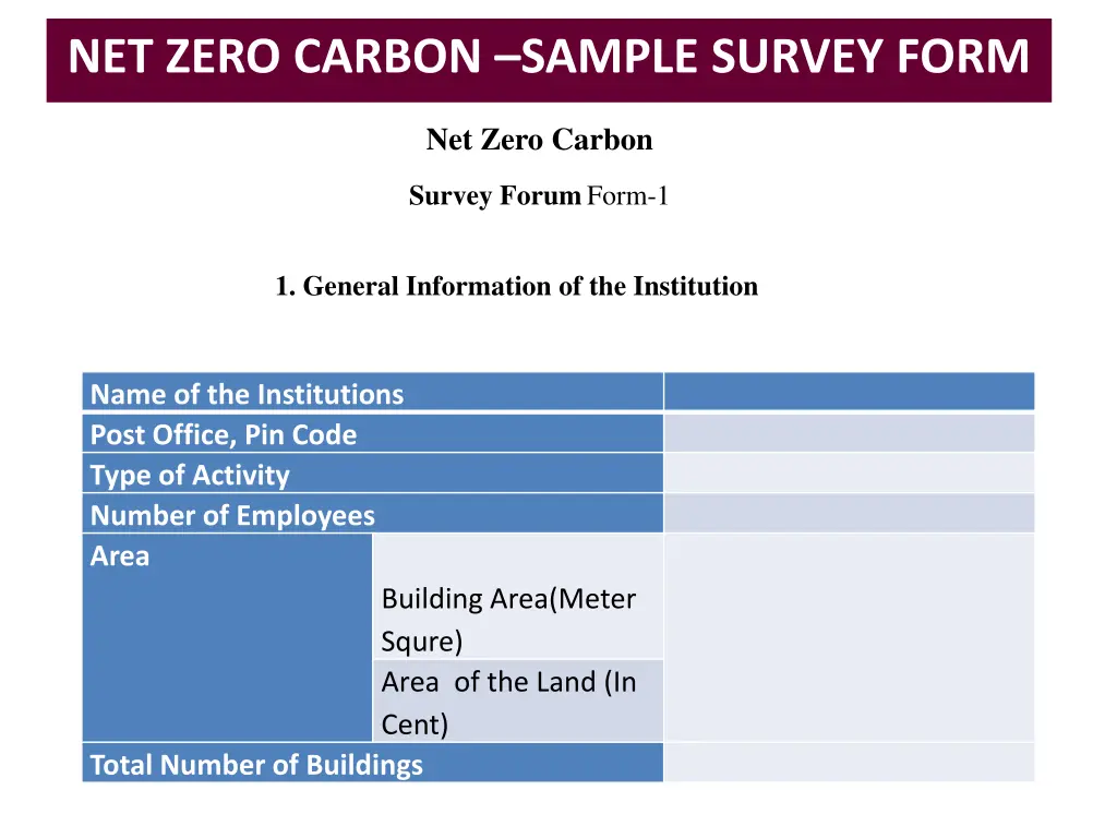net zero carbon sample survey form 1