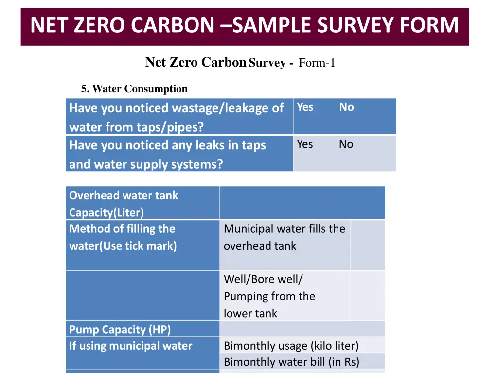 net zero carbon sample survey form 11