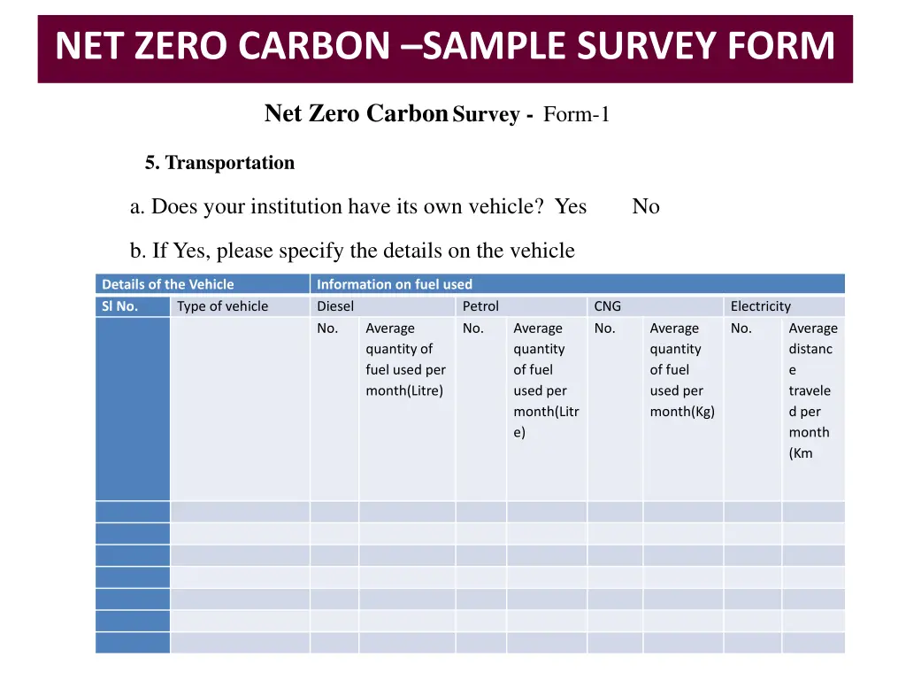 net zero carbon sample survey form 12