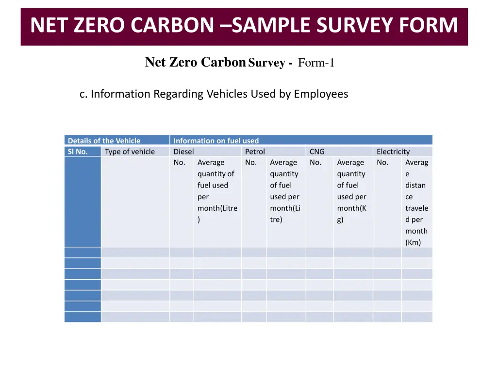 net zero carbon sample survey form 13