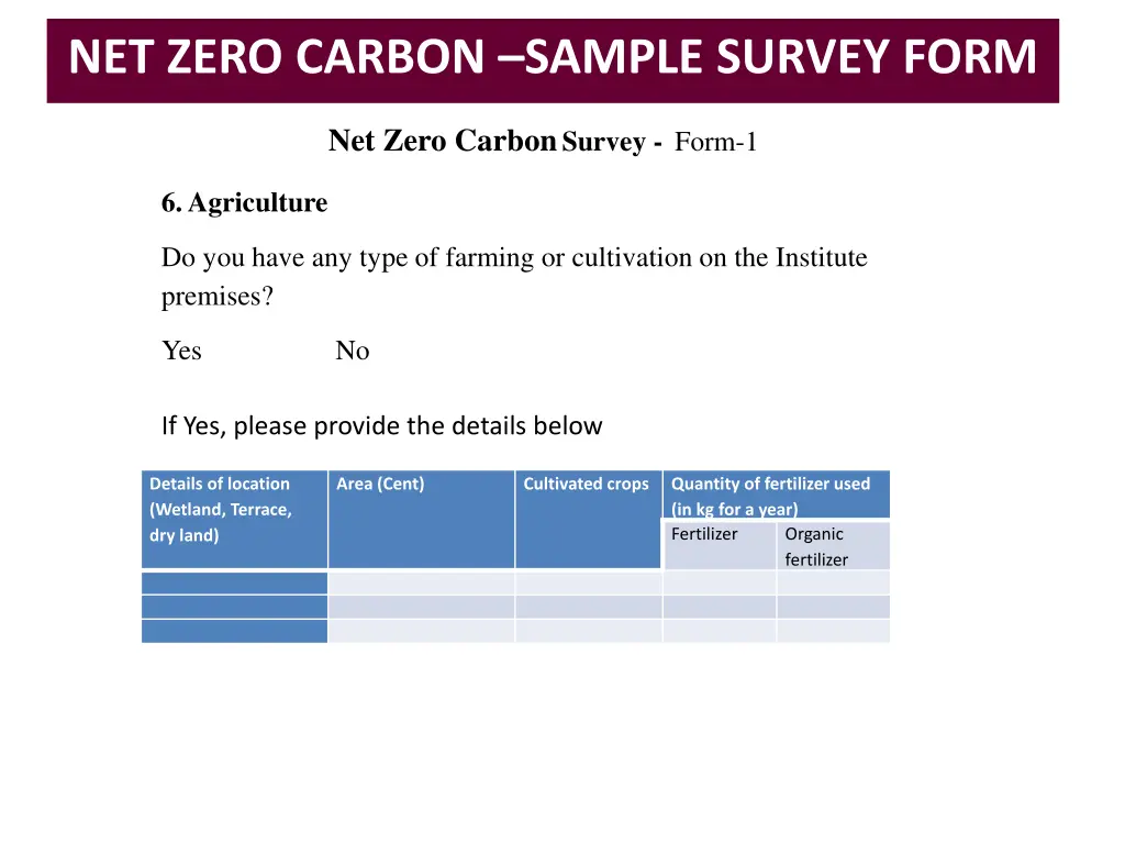 net zero carbon sample survey form 14