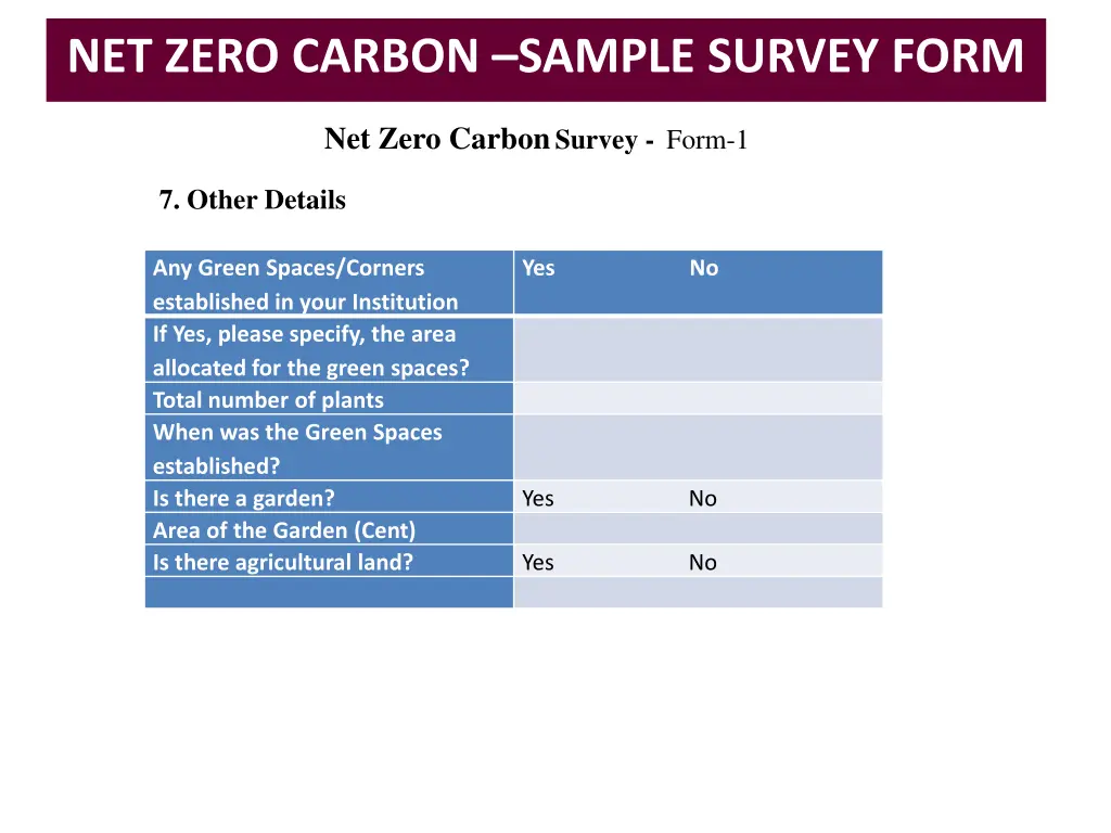 net zero carbon sample survey form 15