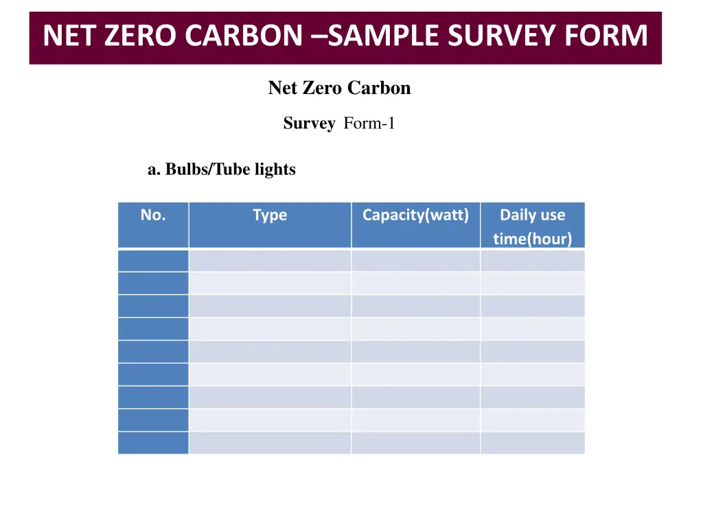 net zero carbon sample survey form 4